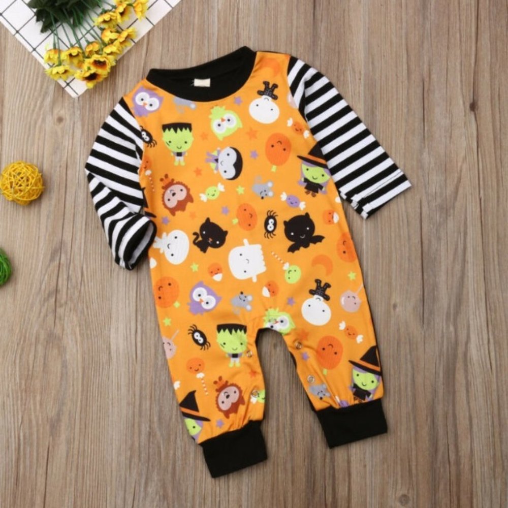Girl girls boy boys baby jumpsuit Halloween Dracula witch ghost cat pumpkin new - Picture 3 of 5